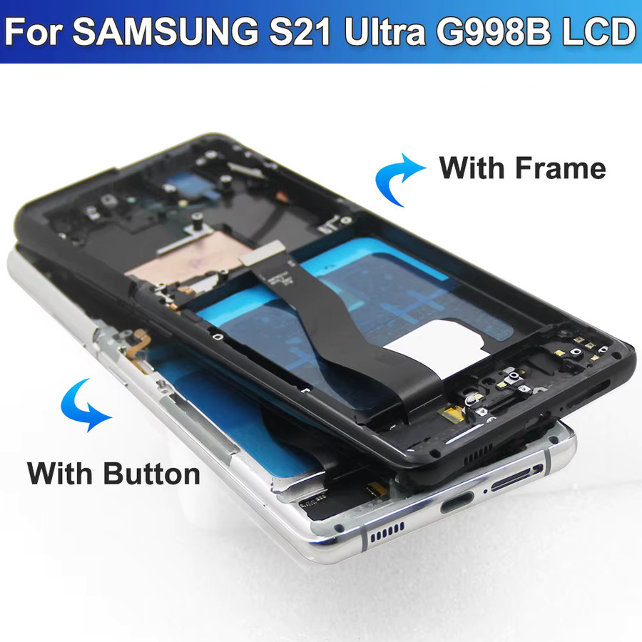 Samsung S21 Ultra 5G OLED Display mit Rahmen und Touchscreen Reparaturset in Schwarz oder Silber - Bild 3