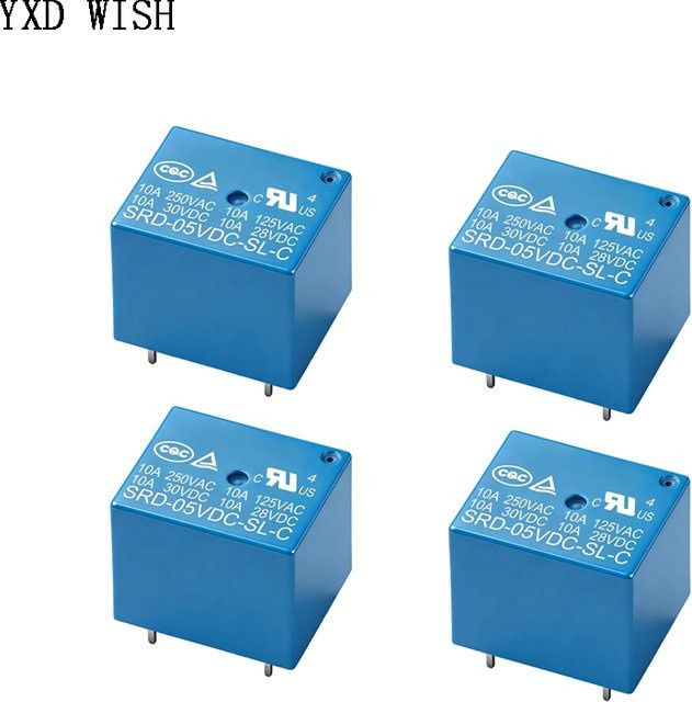 10 Stück YXD WISH Mini Relais 5 Pins SRD-Serie 10 A in Blau (5V, 12V, 24V DC) - Bild 1
