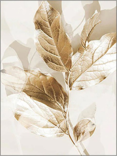 TPFLiving Gold Luxus Poster Leinwand mit floralem Design in Weiß, Gold und Beige, Modell TPFL-LW-04-MC, Breite: 15 cm, Höhe: 20 cm - Bild 1