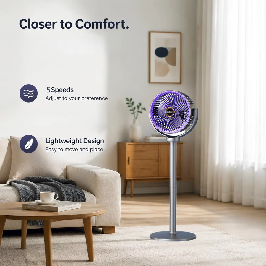 GSNOMLY 2-in-1 Moderner Stand- und Tischventilator mit 5 Stufen und Höhenverstellung für Zuhause, Büro und Schlafzimmer - Bild 3