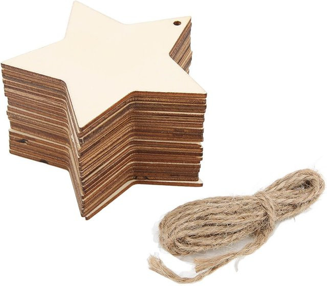 20 Stück Holzstern-Ornamente von Tooarts in Braun und Beige als Vintage Weihnachtsanhänger - Bild 1