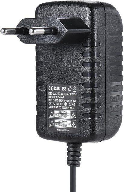 TOMTOP 9V 2A Netzteil-Adapter-Konverter für Gitarren- und Bass-Effekte in Schwarz mit EU-Stecker - Bild 1