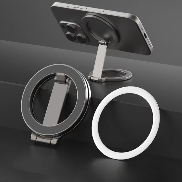KAFNHCKA Magnetischer faltbarer Telefonhalter in Silber, universeller doppelseitiger Magnetständer kompatibel mit Apple MagSafe und iPhone 17, 16, 15, 14 - Bild 1