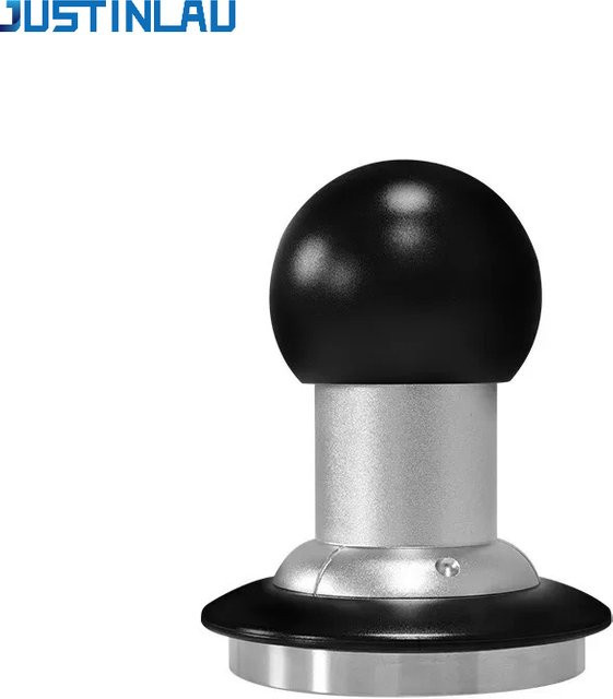JUSTINLAU Schlagkaffee-Stampfer mit Nivellierung und Federdruck, 58 mm, Schwarz, Edelstahl - Bild 1