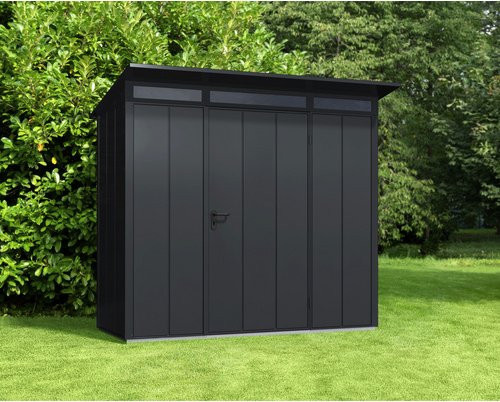 Ecostar Gerätehaus Elegant-P aus Metall in Grau mit Pultdach und Einzel Tür, B/H/T: 238 x 228,6 x 107,8 cm - Bild 1