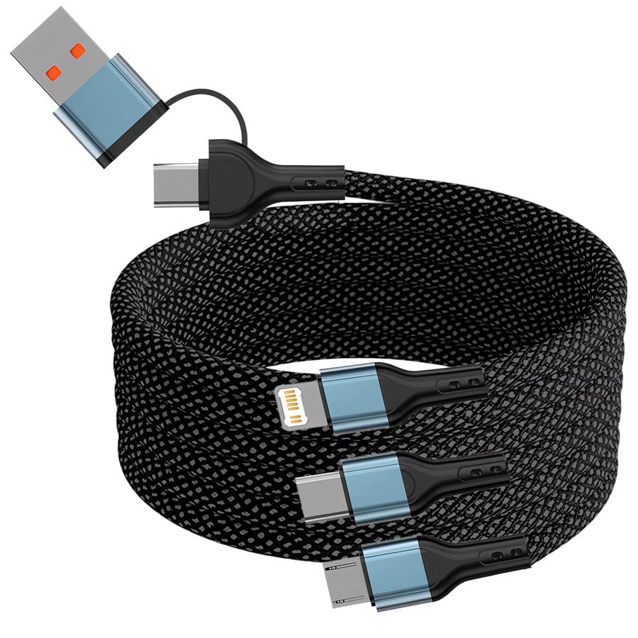 BESY 3-in-1 USB-C und Micro-USB Ladekabel mit 240W Leistung, Länge: 1,2 m, Farbe: Schwarz - Bild 6