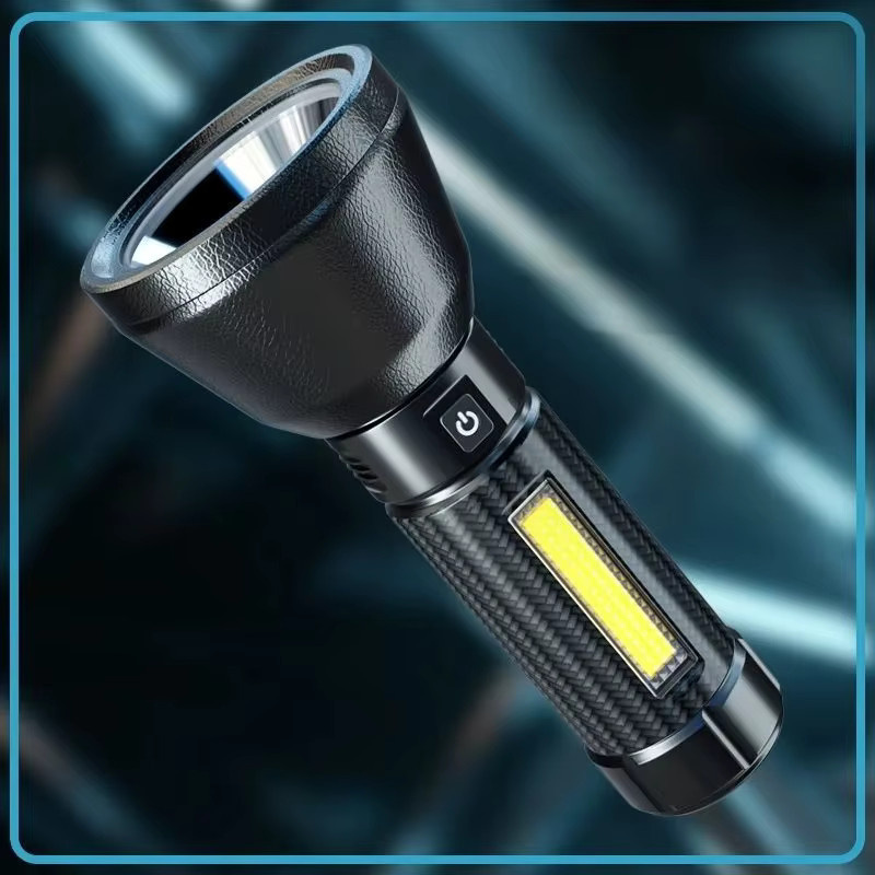 ESMARTER USB wiederaufladbare LED-Taschenlampe mit COB-Seitenlicht in Schwarz - Bild 6