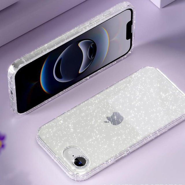 Glitzernde transparente Handyhülle NYFundas für iPhone 16e, 17 Air, 16 Pro Max und weitere Modelle für Damen und Mädchen - Bild 1