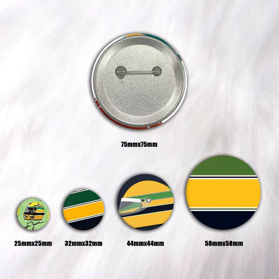 Brosche A-Ayrton S-Senna F1 Snap-in Pins Cartoon-Figur, rund, Unisex - Bild 2