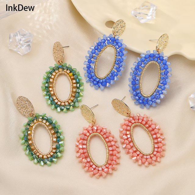 INKDEW Tropfenohrringe, Kristall, Gold, Damen, Boho - Bild 1