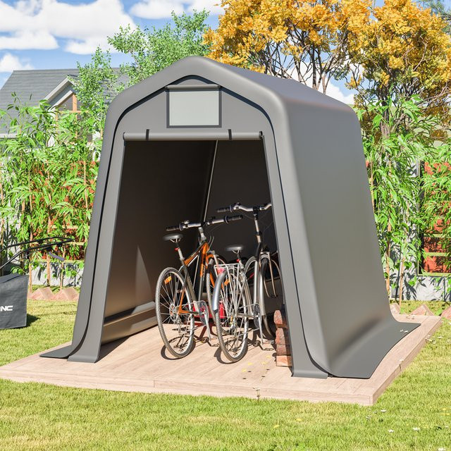 Jugacool Fahrrad-Aufbewahrungszelt in Grau, winddichtes und wasserdichtes PE-Material mit Jalousien, B/T/H: 245 x 183 x 217 cm - Bild 1