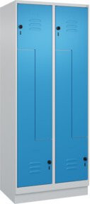 C+P Z-Spind Classic PLUS mit 4 Fächern, Sockel, Sicherheits-Drehriegel, Grau/Blau, H x B x T: 195 x 80 x 50 cm - Bild 1