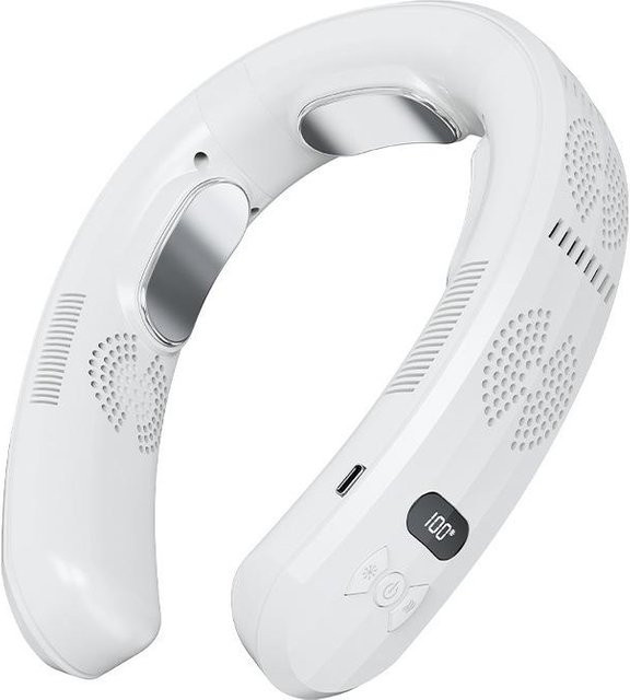 PRISMA Halsventilator Weiß, Tragbarer Mini-Ventilator mit Digitalanzeige, 6000 mAh Akku, Wiederaufladbar - Bild 1
