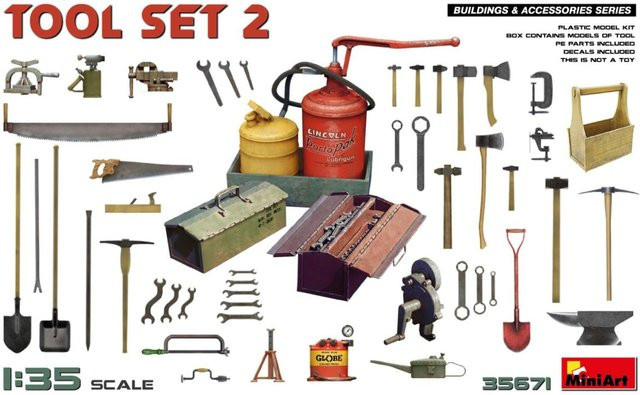 Miniart Werkzeug Set #2, Fahrzeuge, 1:35 - Bild 1