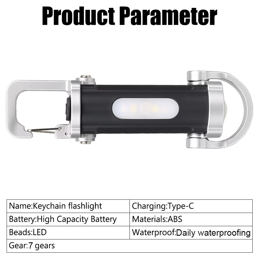 XIWANGFIRE Wiederaufladbare LED-Taschenlampe als Schlüsselanhänger für Kinder in Schwarz mit COB-Licht für Camping, Nachtlesen und Outdoor-Abenteuer - Bild 5
