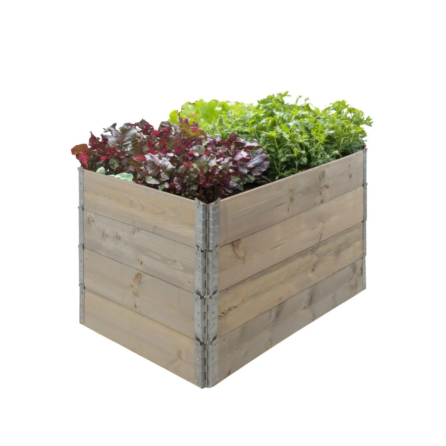 TRUTZHOLM Hochbeet aus Nadelholz in Grau, 4-teiliger stapelbarer Palettenrahmen, B/T/H: 120 x 80 x 80 cm - Bild 2