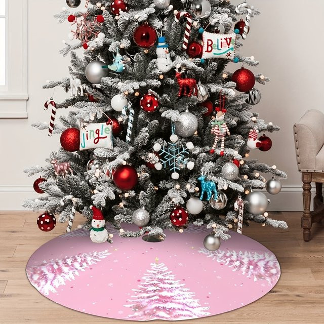 VIKAMA Weihnachtsbaumrock in Rosa mit floralem Muster für deine Weihnachtsdekoration - Bild 1