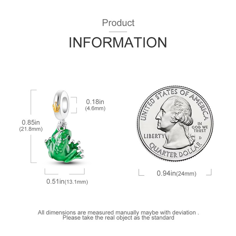 Charm 925 Sterlingsilber, Froschkrone, Perlenschloss, Damen - Bild 2
