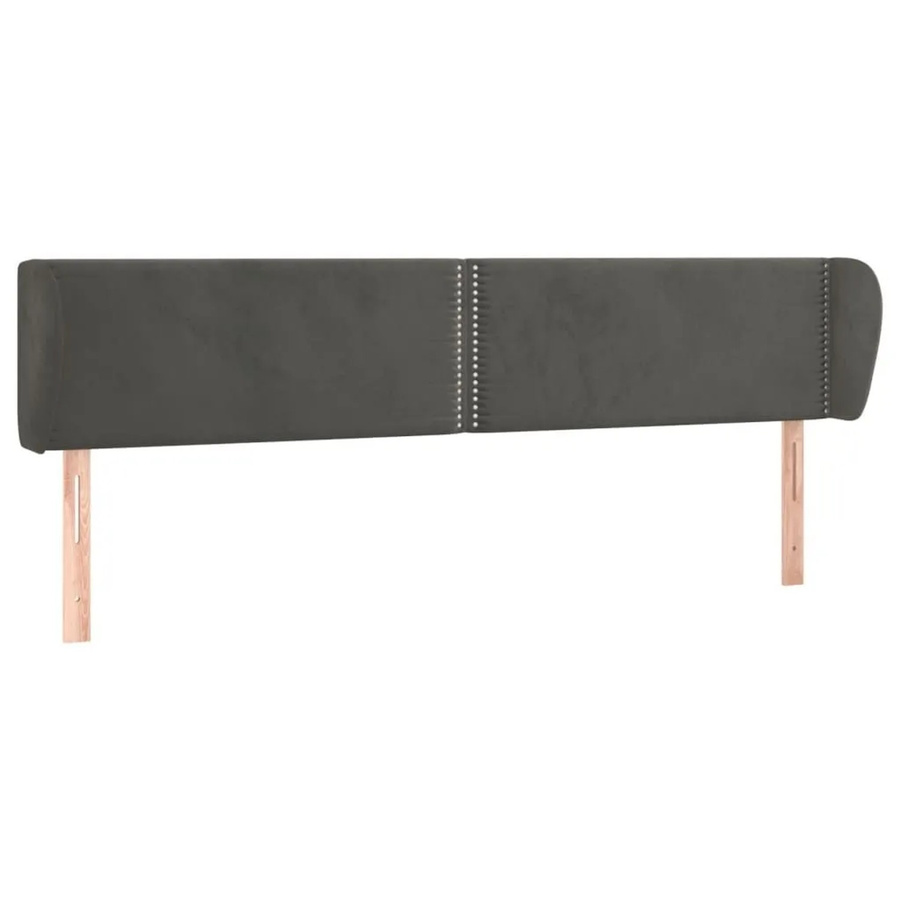 vidaXL Kopfteil mit Ohren aus Samt in Dunkelgrau, B/T/H: 203 x 23 x 78/88 cm - Bild 2