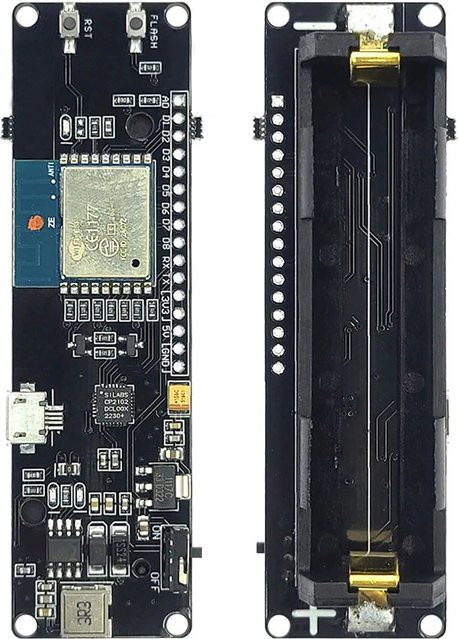ESP8266 D1 Mini Entwicklungsplatine mit 18650 Batteriehalter-Box Kit, CP2102 USB Micro Anschluss, Schwarz - Bild 1