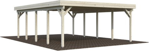 Palmako Doppelcarport Karl aus Fichtenholz mit Satteldach, Farbe: transparent/braun, B/T: 600 x 762 cm - Bild 3