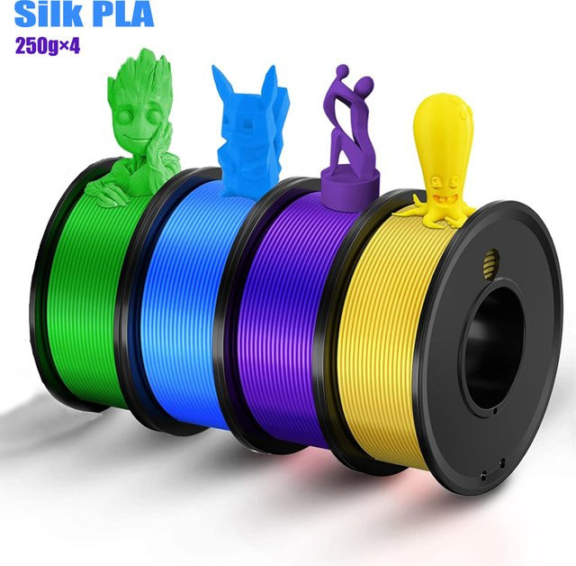 DINGSUN 3D-Drucker-Filament FDM Set mit 4 Farben: Grün, Blau, Gelb und Lila, Durchmesser 1,75 mm, 4 x 250 g - Bild 1
