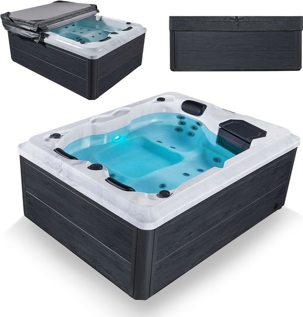 Artsauna Outdoor Whirlpool Oasis in Grau und Weiß mit Massagedüsen, LED Licht, Filter, Abdeckung und Heizung - Bild 1