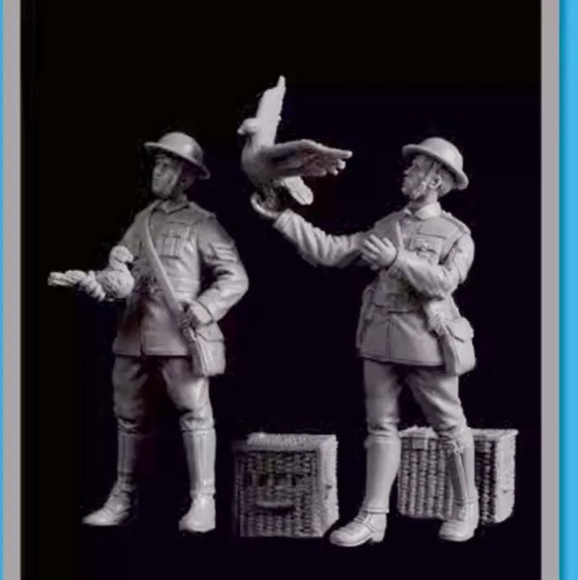 MEEKLION MODEL Britischer Soldat mit Taube, Harzmodellbausatz, 1:35, Militärthema - Bild 1