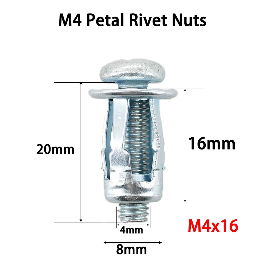 HUI JI Expansionsnietmuttern aus verzinktem Stahl in Silber, M4 M5 M6 M8 Set - Bild 2