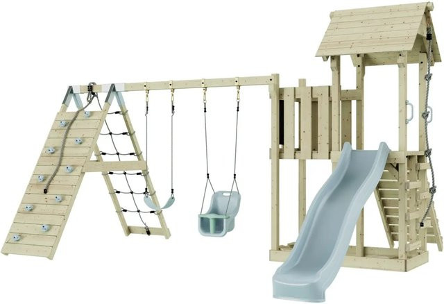 OutdoorToys Spielturm Roskilde mit Babyschaukel in Eisblau - Bild 1