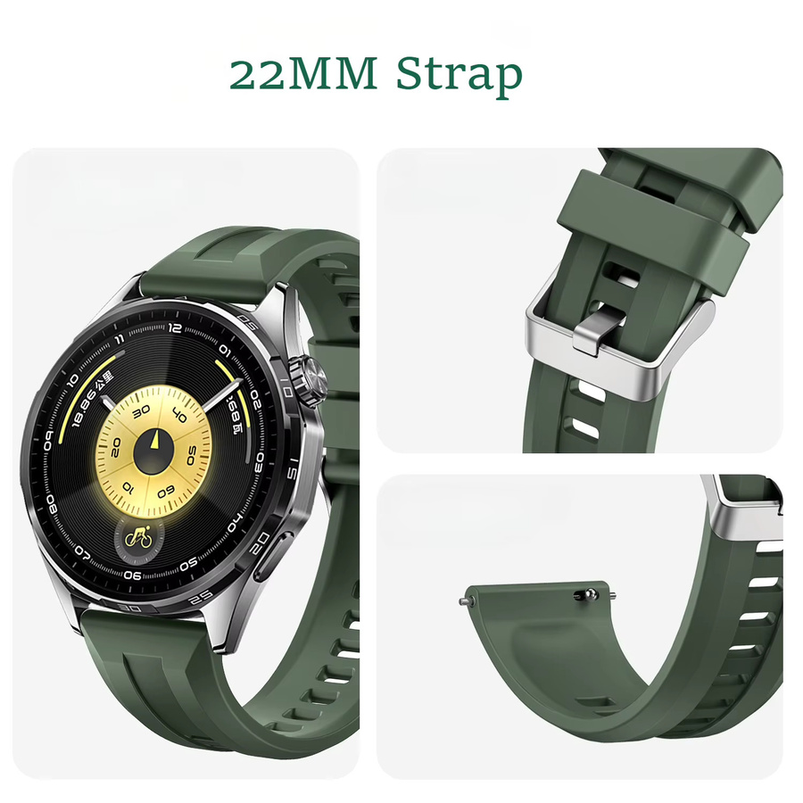 Indekos Uhrenarmband Silikon, Schwarz, 22 mm, Huawei GT6/GT5/GT4/GT5pro - Bild 2