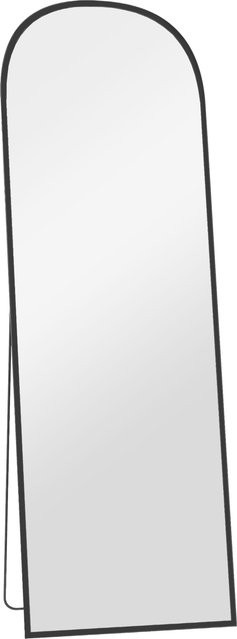 HOMCOM Ganzkörperspiegel in Schwarz mit Alurahmen und bruchsicherem Glas, gewölbter Standspiegel zum Anlehnen oder Aufhängen, Höhe: 169 cm, Breite: 49 cm - Bild 1
