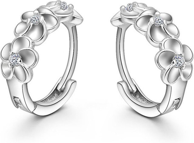 YAAMELI Creolen 925 Silber, Blumen Form, Kristall - Bild 1