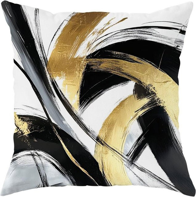 Tinika Chen Kissenbezug im geometrischen Tribal-Stil aus Polyester mit Reißverschluss, Schwarz und Braun, B/H: 18 x 18 cm - Bild 1