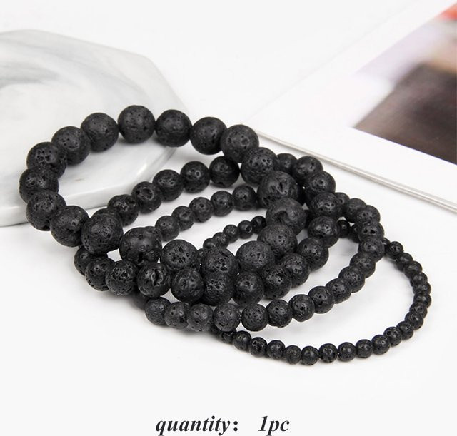 GolbalJew Armband, schwarze vulkanische Lava Stein Perle, Unisex - Bild 1