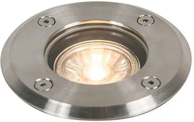 QAZQA Outdoor Ground Spot Basic Round aus Edelstahl in Silber, IP67, dimmbar, GU10, Durchmesser: 11 cm - Bild 1