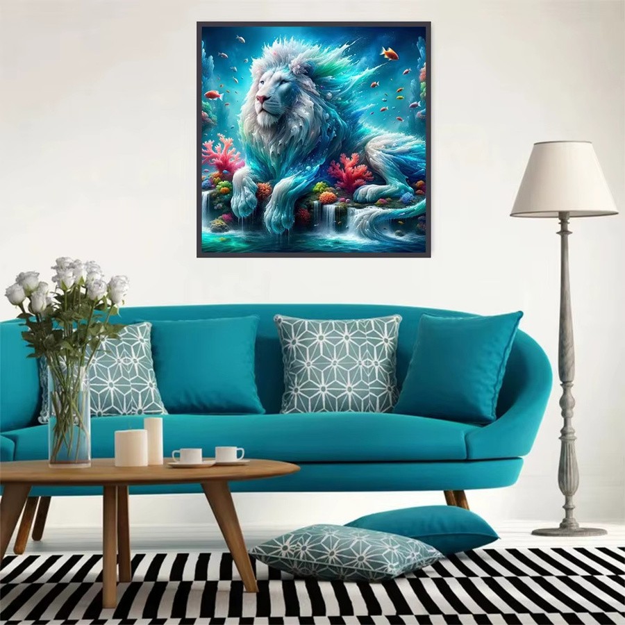 EverShine Diamond Painting Löwe im Ozean DIY Stickerei Set mit Rundbohrern in Multicolour, B/H/T: 20 x 20 x 20 cm - Bild 3
