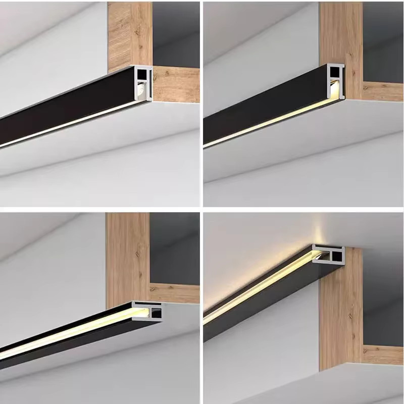 Ultraschlankes LED-Aluminiumprofil für Sockelleisten und Wanddekoration in Schwarz - Bild 5