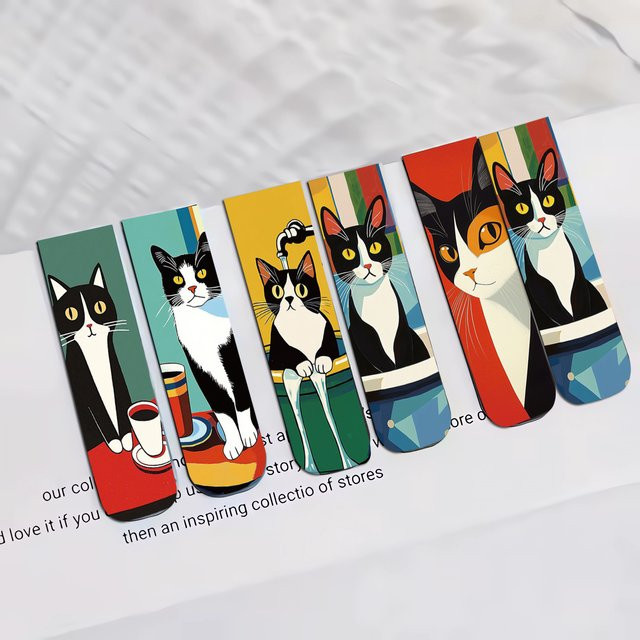 PickJoy Magnetische Katzen Lesezeichen Set aus Kunststoff, 5 Stück, Multicolour - Bild 1