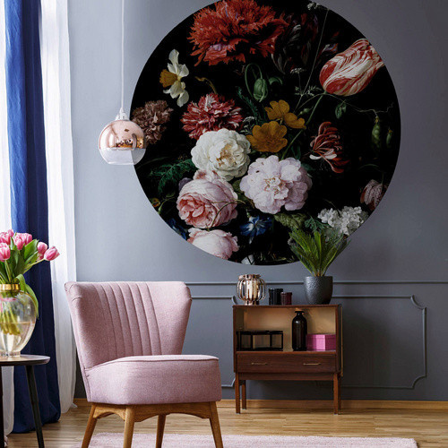 K&L Wall Art Vliestapete Heem Stillleben Rosen Kunstdruck, runde Wandgestaltung, mehrfarbig, matt - Bild 2