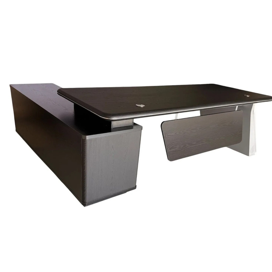 Jet-Line Chef Eckschreibtisch Porto in Schwarz mit Sideboard und Holzoptik, B/T/H: 220 x 180 x 78 cm - Bild 2