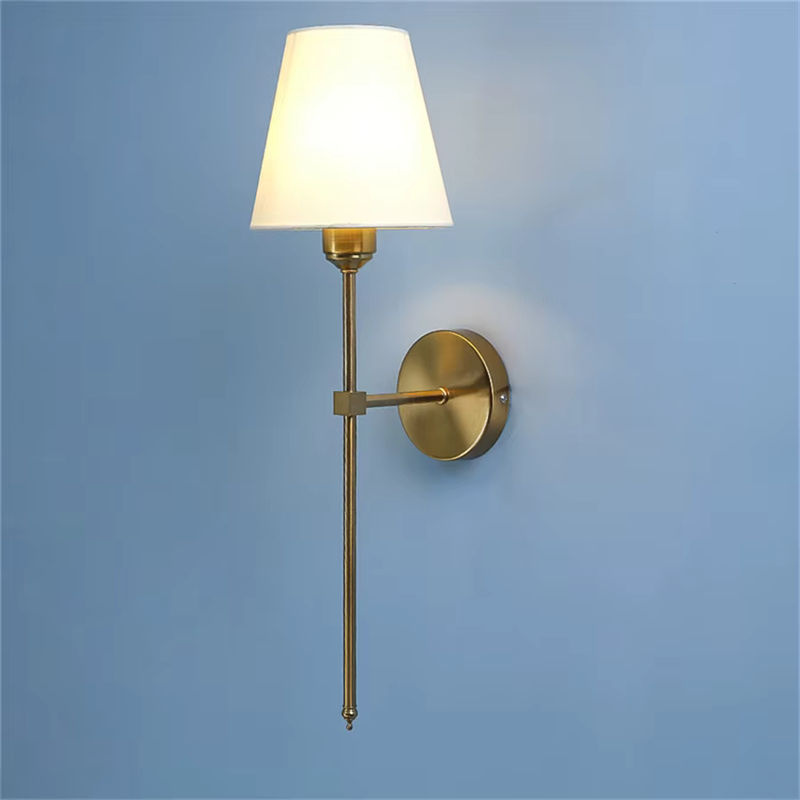 Nordic Lava Ball Wandlampe aus Metall und Stoff in Gold/Messing und Weiß für Schlafzimmer und Korridor - Bild 3