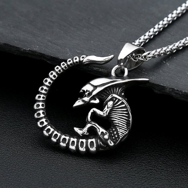 NORTHMAN Halskette, Alien Anhänger, Edelstahl, Silber, Unisex - Bild 1