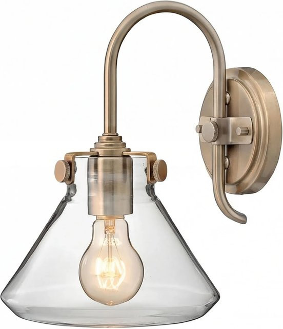 Licht-Erlebnisse Wandleuchte aus Metall und Glas in Karamell Gebürstet, Vintage Design, E27, Höhe: 28,6 cm - Bild 1