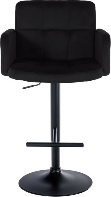 DELUKE 2er Set Barhocker SUTUN aus Samt in Schwarz, höhenverstellbare Barstühle mit Lehne und 360 Grad Drehsitz, B/T/H: 60 x 56 x 93 cm - Bild 1