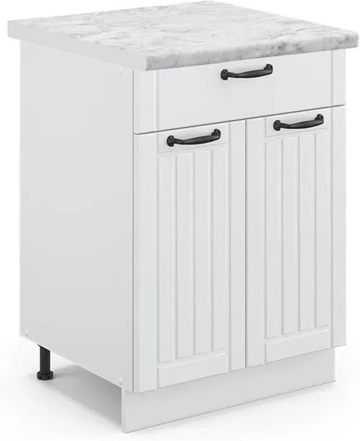 Vicco Küchenunterschrank Fame-Line in Weiß im Landhausstil mit Schublade und Soft-Close-Türen, B/T/H: 60 x 60 x 82 cm - Bild 1