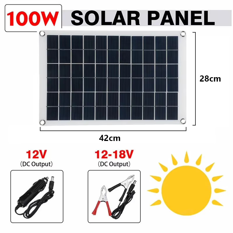 Luxuglow 100W Solar Panel 18V Wasserdichtes Tragbares Solarpanel mit Dual USB für Outdoor Camping in Schwarz - Bild 3