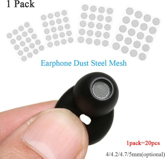 JINHF In-Ear Kopfhörer Staubschutz Filter Set aus Stahl Mesh in Silber, 20er Paket, Durchmesser: 4 mm, 4,2 mm, 4,7 mm und 5 mm - Bild 1