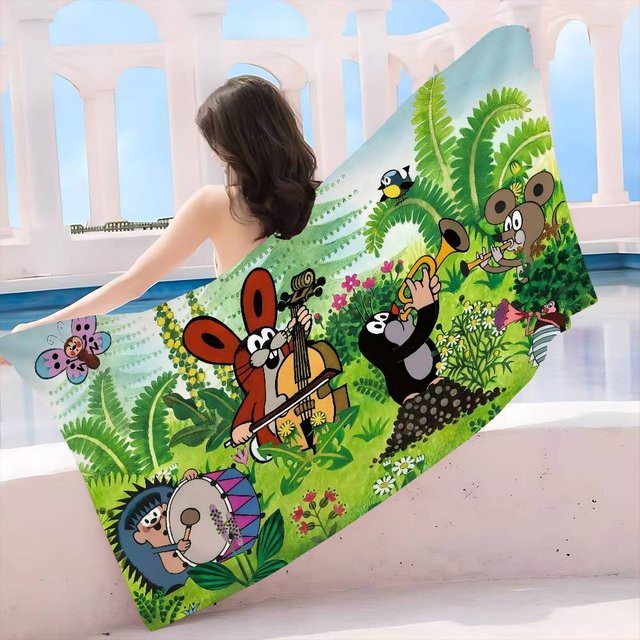 Ka Chen Muda Mikrofaser Strandtuch mit Maulwurf-Motiv, mehrfarbig, B: 40 cm, H: 60 cm - Bild 1