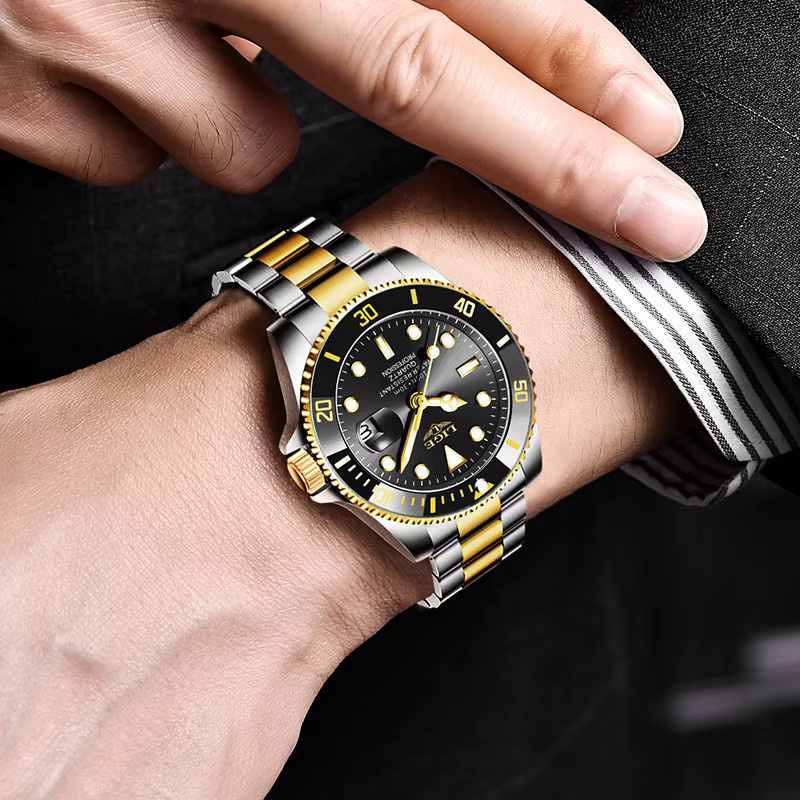 LIGE Armbanduhr Quarz, Edelstahl, Schwarz, Herren - Bild 6
